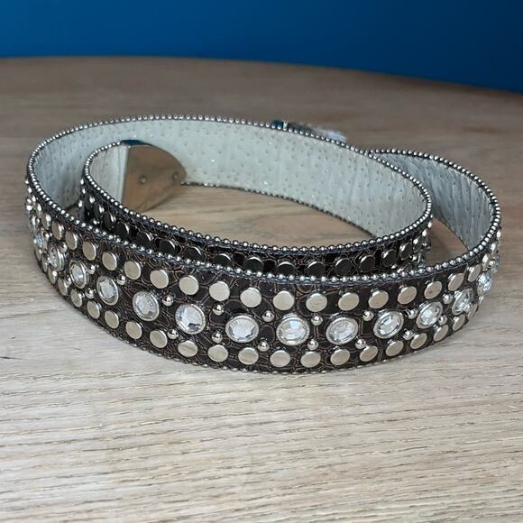 Western Rhinestone Cowgirl Diamond Studded Belt Embellished Buckle Dark Brown main image 8